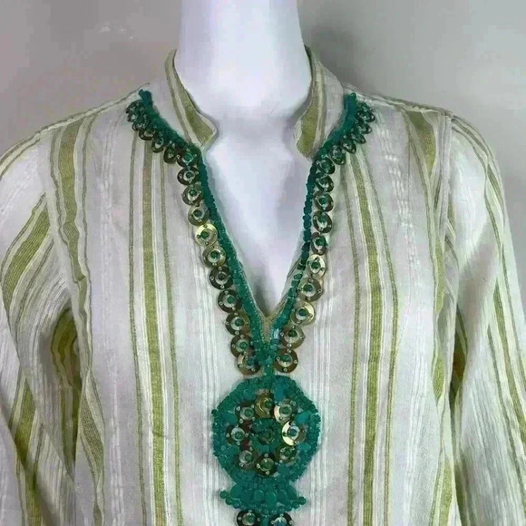 Soft Surroundings Elisha Turquoise Beaded Tunic Top Size Medium - Picture 9 of 12